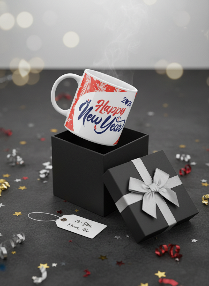 White Coffee Mug | 2026 Happy New Year Printed Ceramic Mug | Gift mug 2026