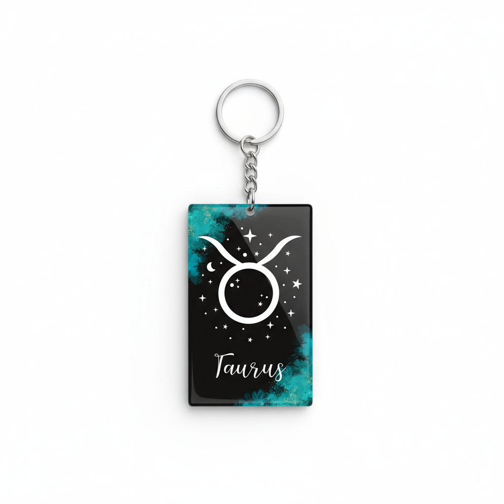 Taurus Zodiac Acrylic Keychain | Stylish Astrology Key Holder