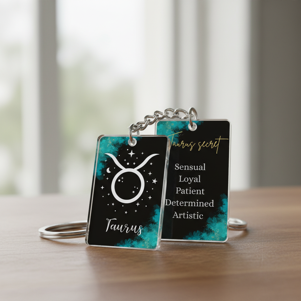 Taurus Zodiac Acrylic Keychain | Stylish Astrology Key Holder