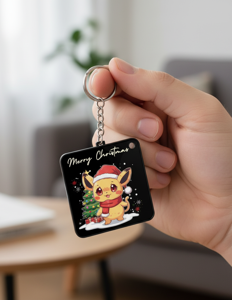 Festive Glow Christmas Keychain - Merry Christmas Acrylic Keychain | Glossy Finish