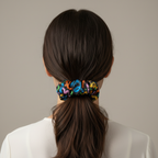 Printed Satin Scrunchie for Girls & Women | Colorful Hair Scrunchie (Poly Spandex)