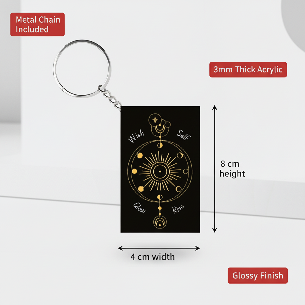 Mystic Sun & Moon Mandala Acrylic Keychain – Wish Glow Rise Design