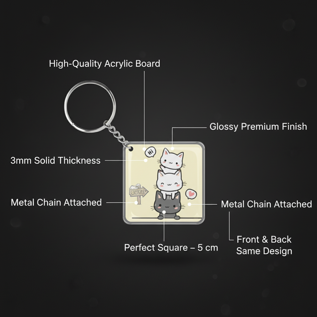 Cute Kawaii Cat Stack Keychain for Girls & Boys | Cute Cat Keyring