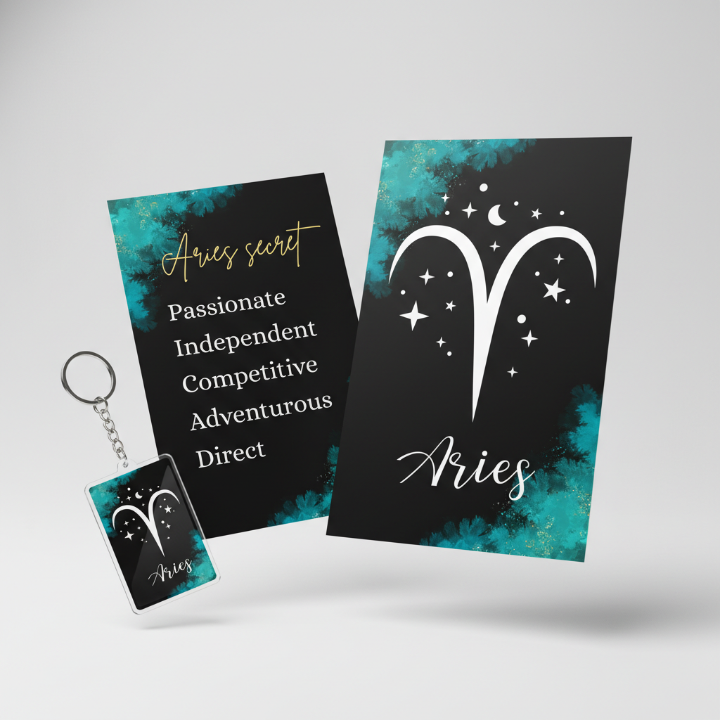 Aries Zodiac Acrylic Keychain – Bold Celestial Star Sign Design