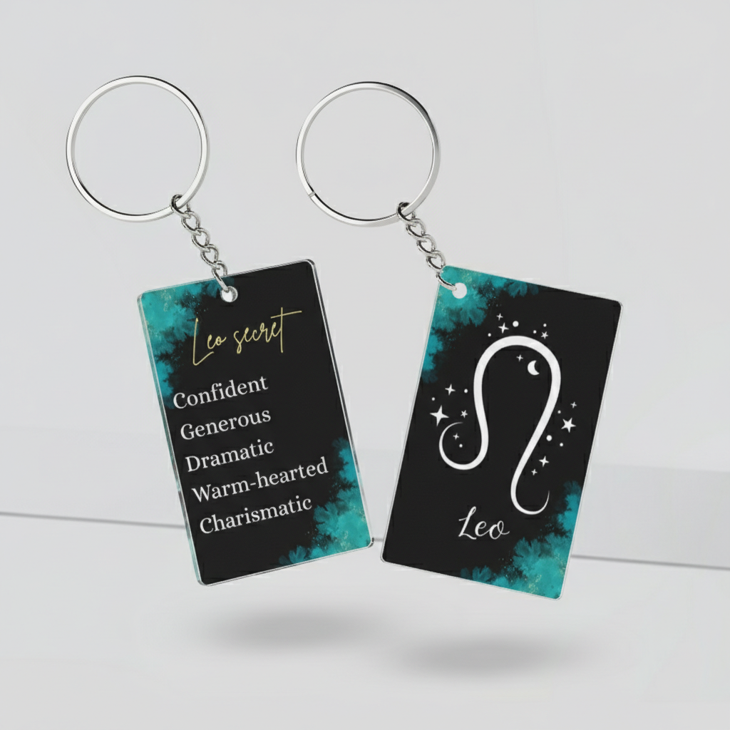 Leo Zodiac Acrylic Keychain | Astrology Star Sign Gift for Daily Use