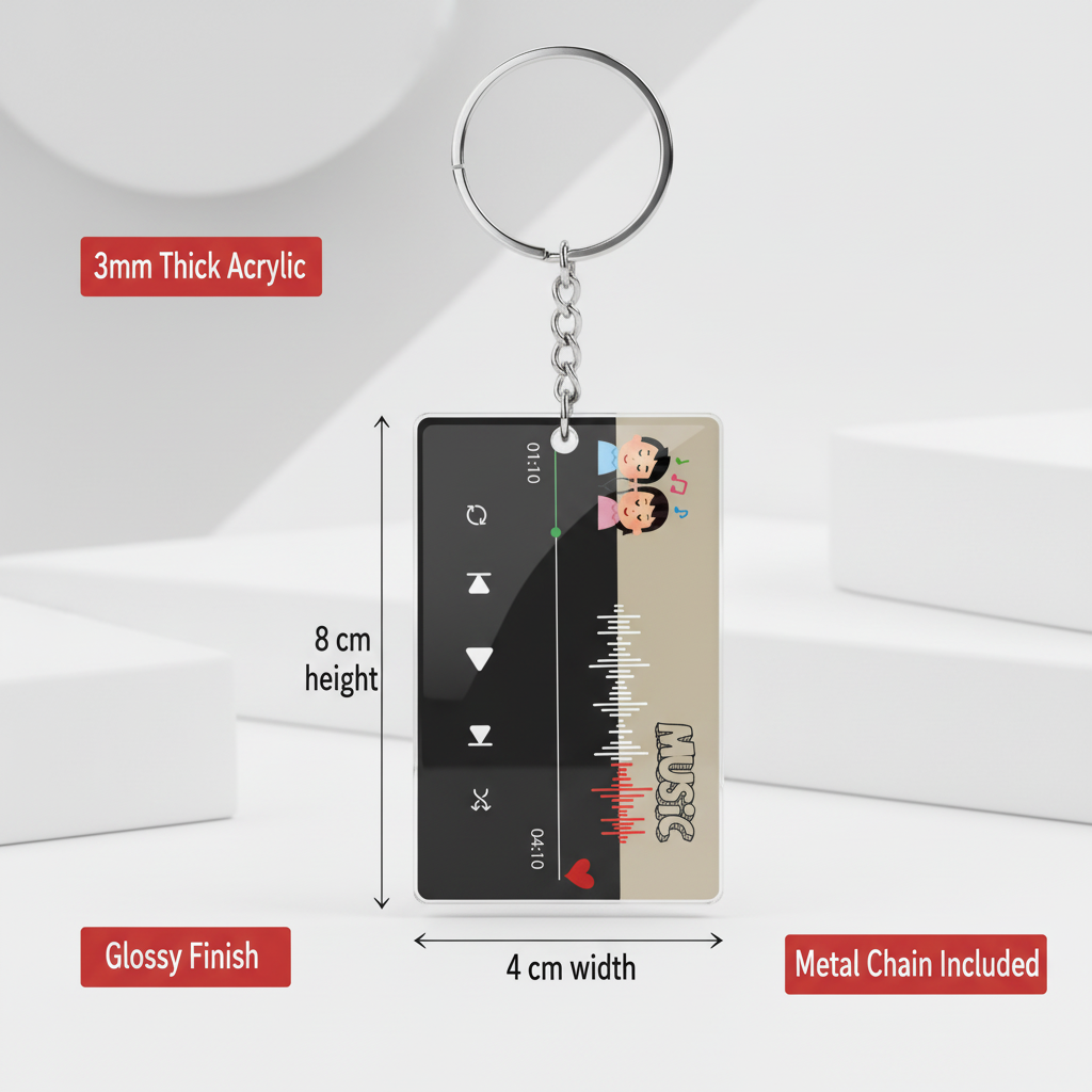 Music Player Theme Acrylic Keychain – Stylish & Durable Keyring for Everyday Use