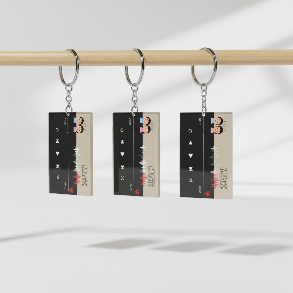 Music Player Theme Acrylic Keychain – Stylish & Durable Keyring for Everyday Use