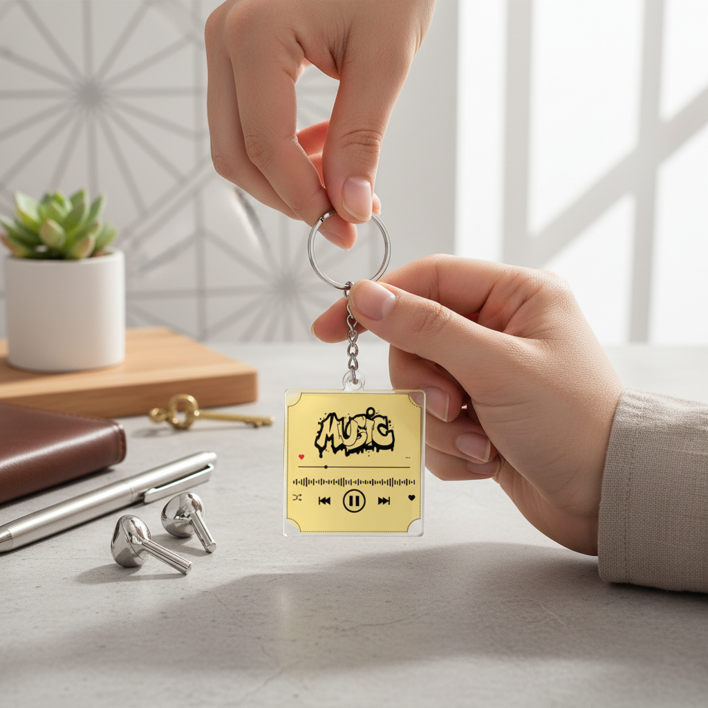 Graffiti Music Keychain | Acrylic Music Lover Gift | Glossy Finish