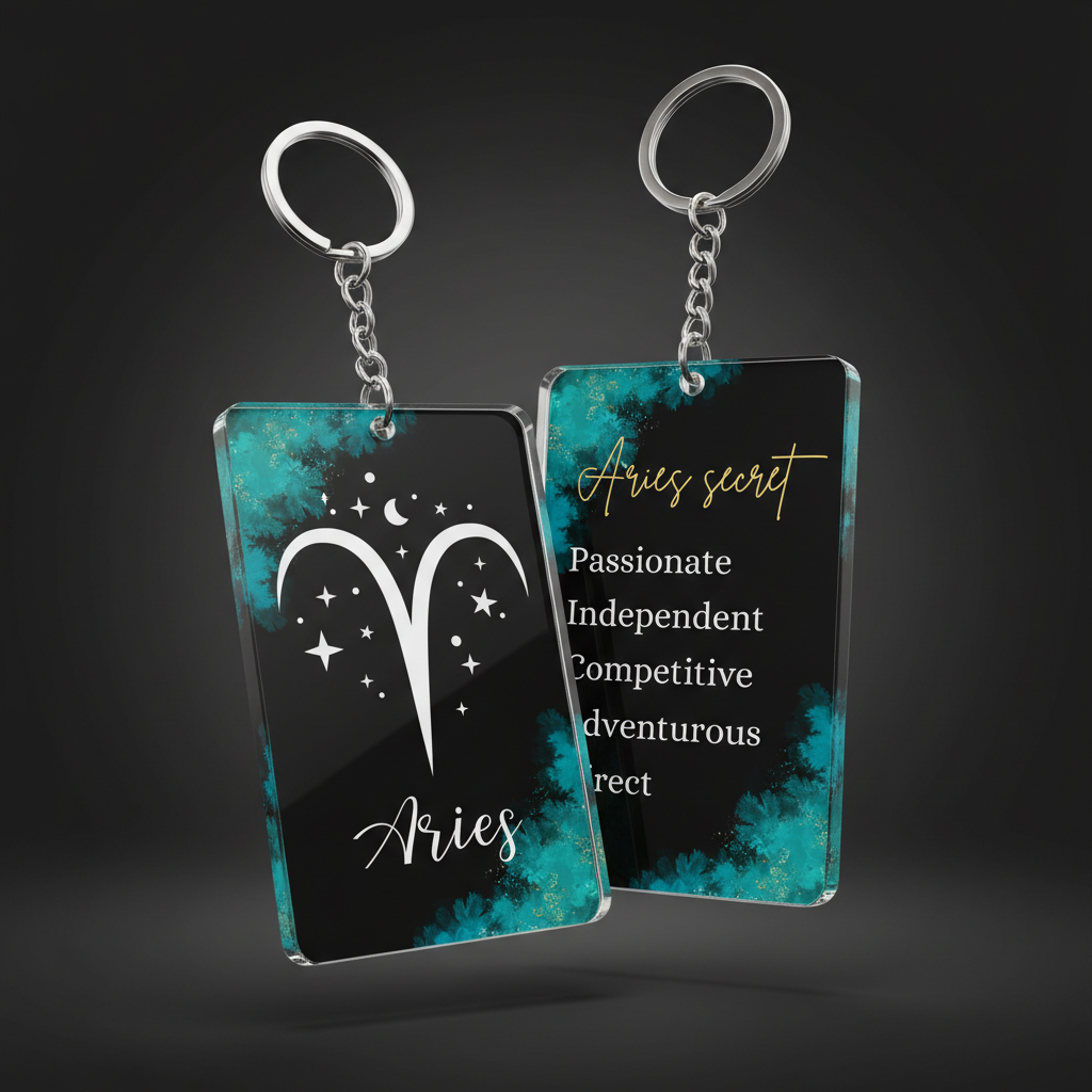 Aries Zodiac Acrylic Keychain – Bold Celestial Star Sign Design