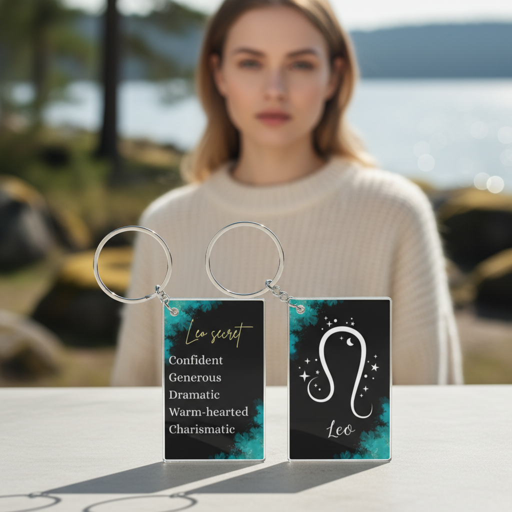 Leo Zodiac Acrylic Keychain | Astrology Star Sign Gift for Daily Use