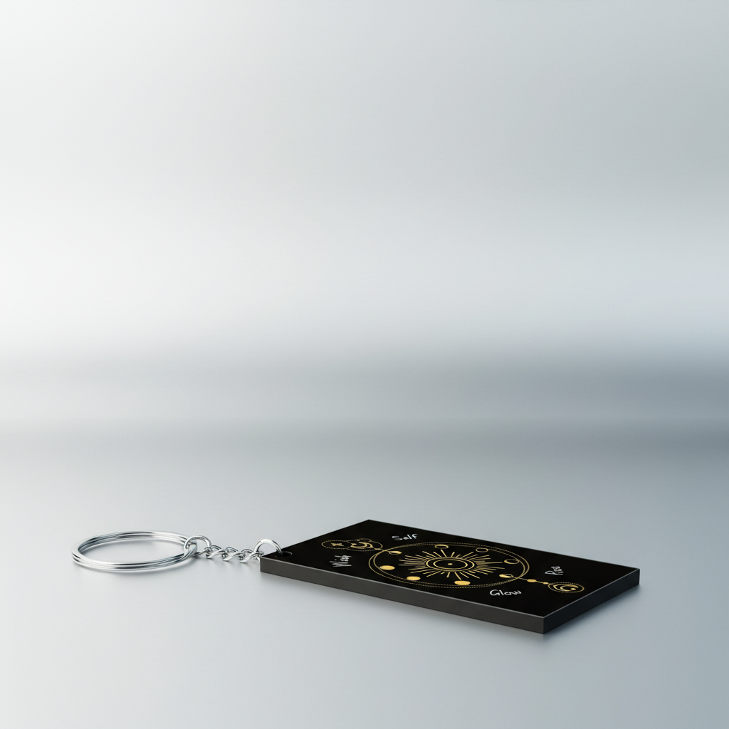 Mystic Sun & Moon Mandala Acrylic Keychain – Wish Glow Rise Design