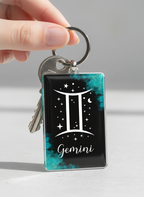 Gemini Zodiac Acrylic Keychain – Celestial Star Sign Design